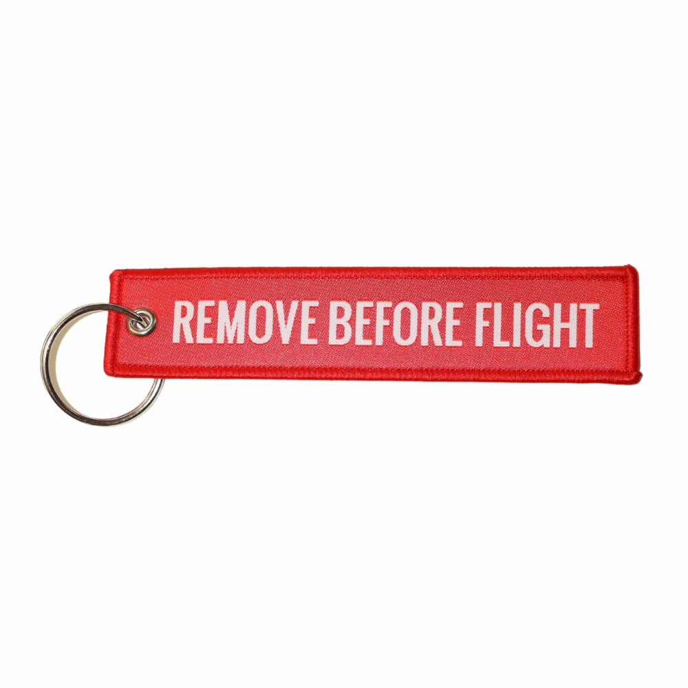 Remove Before Flight Safety Streamer Keychain (Color: Red)